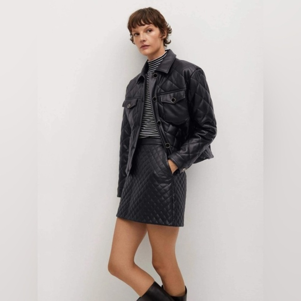 Mango - Pocket Quilted Jacket Black size small - Picture 1 of 10